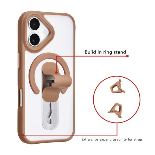 iPhone 17 Backcover hoesje - Built-in Ring Stand - Antishock - Zwart