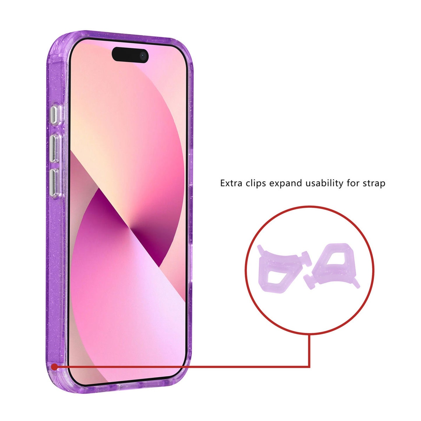 iPhone 17 Backcover hoesje - Magsafe - Glitter - Hanger - Paars