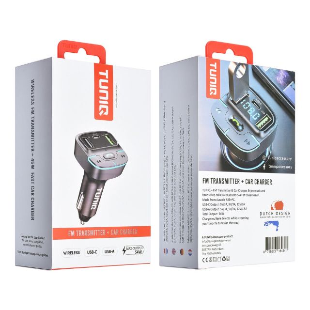 TUNIQ FM Transmitter and Car Charger - Zwart