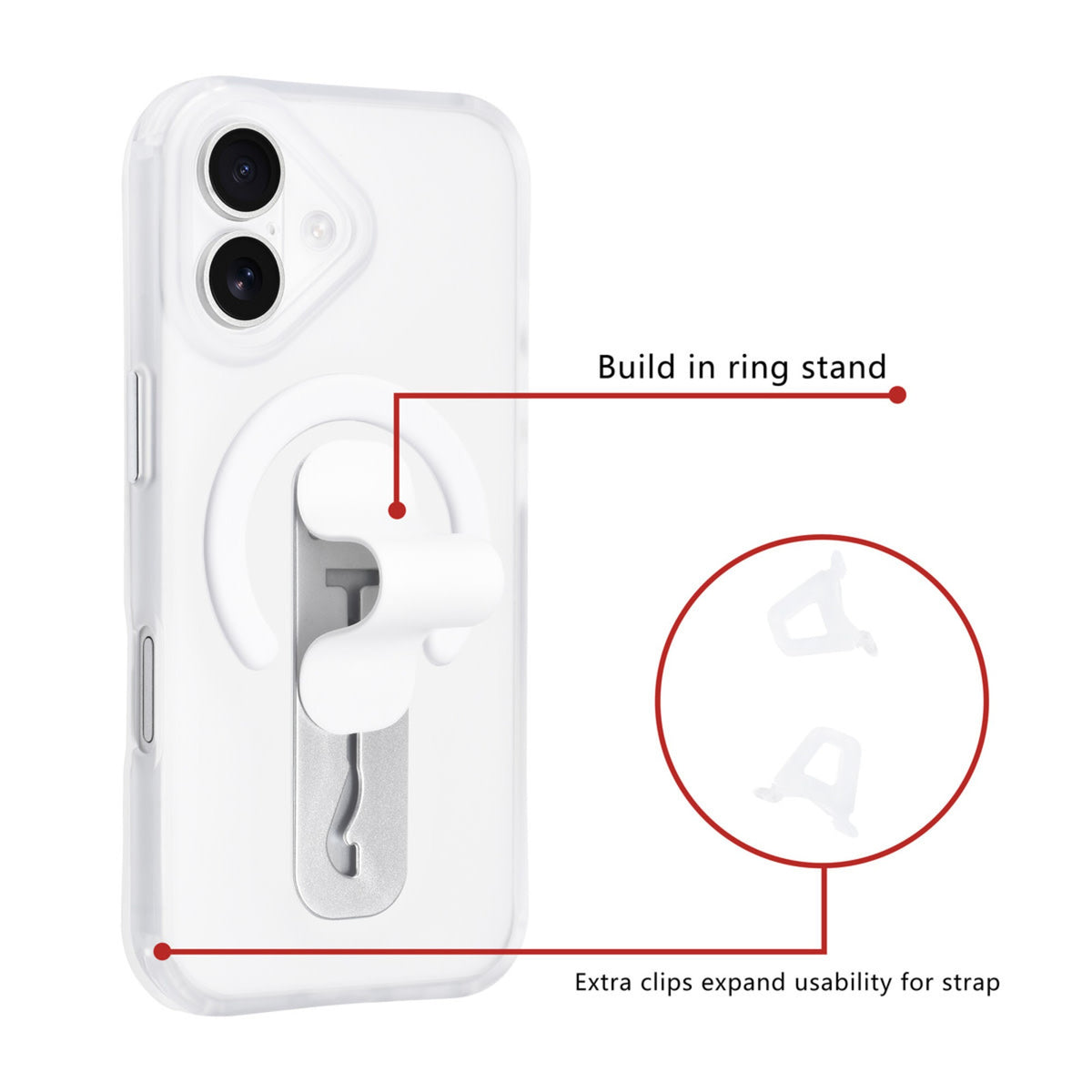 iPhone 17 Backcover hoesje - Built-in Ring Stand - Antishock - Zilver