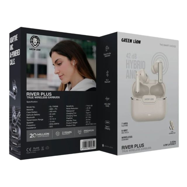 Green Lion River Plus True Wireless Earbuds - Zwart