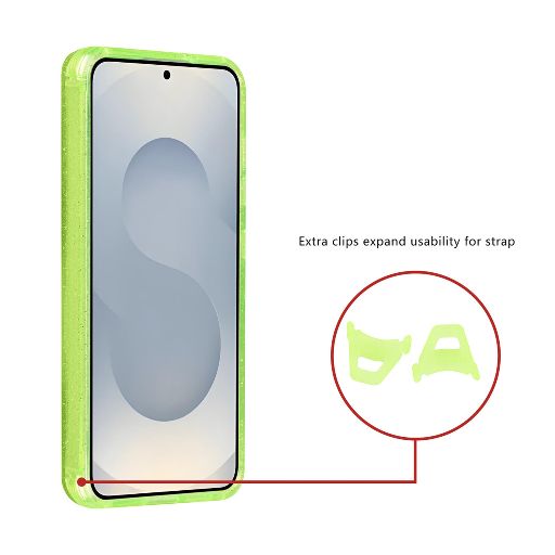 TUNIQ Galaxy S25 Backcover hoesje - Magsafe - Glitter - Hanger - Groen