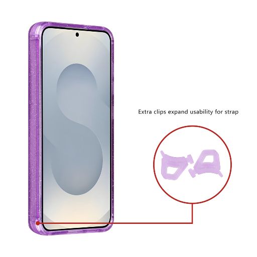 TUNIQ Galaxy S25 Backcover hoesje - Magsafe - Glitter - Hanger - Paars