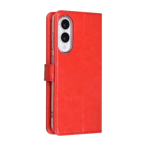 TUNIQ Galaxy S25 Edge Book Case hoesje - Pasjeshouder voor 3 pasjes - Magneetsluiting - Hanger - Rood
