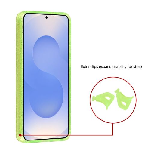TUNIQ Galaxy S25 FE Backcover hoesje - Magsafe - Glitter - Hanger - Groen