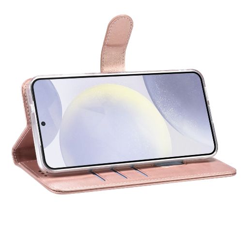 TUNIQ Galaxy S25 Plus Book Case hoesje - Pasjeshouder voor 3 pasjes - Magneetsluiting - Hanger - Rose Gold