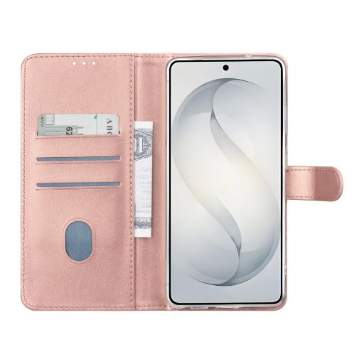 TUNIQ Galaxy S26 Ultra Book Case hoesje - Pasjeshouder voor 3 pasjes - Magneetsluiting - Hanger - Rose Gold