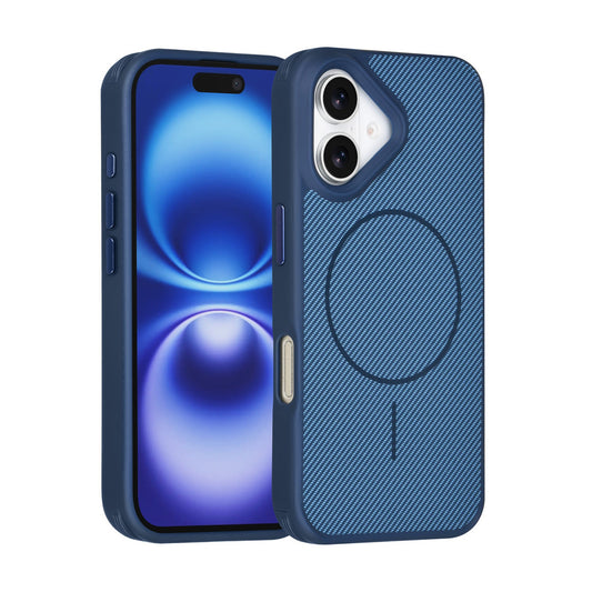 iPhone 17 Backcover hoesje - Magsafe - Carbon Fiber - Shockproof - Blauw