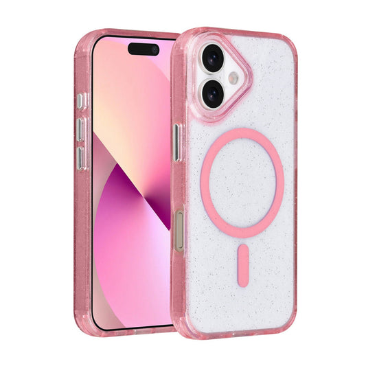 iPhone 17 Backcover hoesje - Magsafe - Glitter - Hanger - Roze
