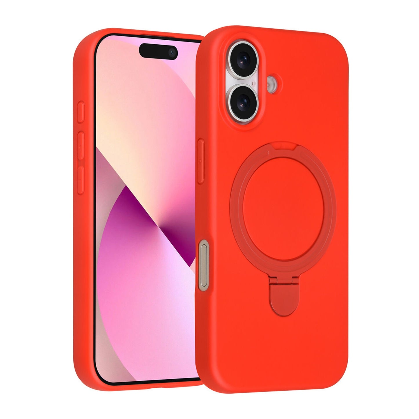 iPhone 17 Backcover hoesje - Magsafe With Ring Stand - Hanger - Tangerine Classic Red