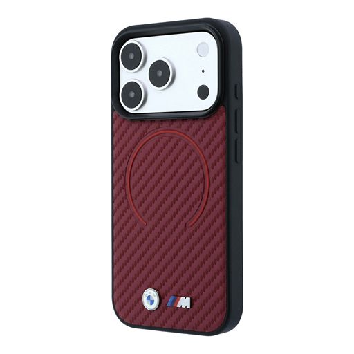 BMW iPhone 18 Pro Max / iPhone 17 Pro Max Hoesje MagSafe - PU - Carbon Circle - harde behuizing - metalen logo’s Guess