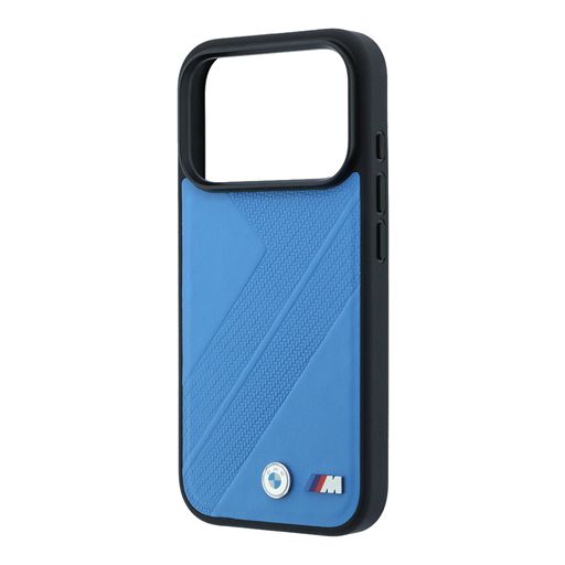 BMW iPhone 18 Pro Max / iPhone 17 Pro Max Hoesje MagSafe - PU - bandenprofiel met structuur - harde behuizing - metalen logo’s Lichtblauw Guess