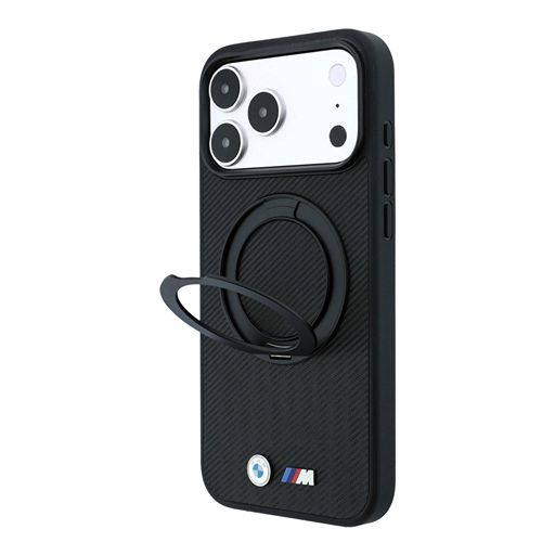 BMW M iPhone 18 Pro Max / iPhone 17 Pro Max Hoesje MagSafe - PU - Kevlar - harde behuizing - ringstandaard - metalen logo’s Zwart Guess