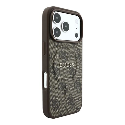 Guess iPhone 18 Pro Max / iPhone 17 Pro Max Hoesje MagSafe - reliëf - 4G - PU - harde behuizing - klassiek logo Bruin Guess