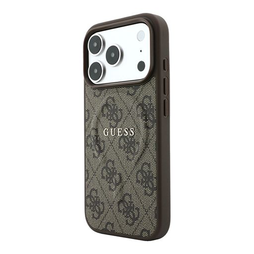 Guess iPhone 18 Pro Max / iPhone 17 Pro Max Hoesje MagSafe - reliëf - 4G - PU - harde behuizing - klassiek logo Bruin Guess