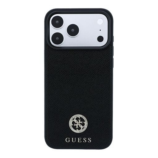 Guess iPhone 18 Pro Max / iPhone 17 Pro Max Hoesje MagSafe - generfd PU - harde behuizing - rond strasslogo Zwart Guess