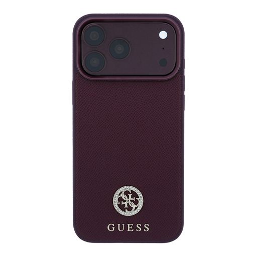Guess iPhone 18 Pro Max / iPhone 17 Pro Max Hoesje MagSafe - generfd PU - harde behuizing - rond strasslogo Guess