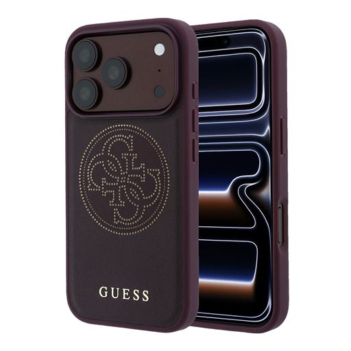 Guess iPhone 18 Pro Max / iPhone 17 Pro Max Hoesje MagSafe - generfd PU - harde behuizing - rond strasslogo Lichtblauw (Copy) Guess