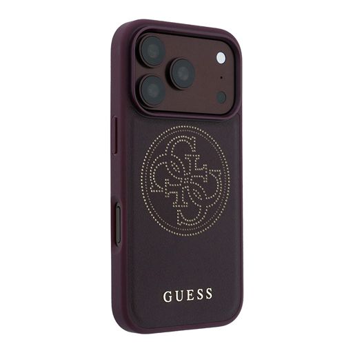 Guess iPhone 18 Pro Max / iPhone 17 Pro Max Hoesje MagSafe - generfd PU - harde behuizing - rond strasslogo Lichtblauw (Copy) Guess
