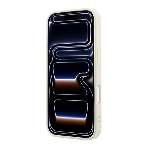 Guess iPhone 18 Pro Max / iPhone 17 Pro Max Hoesje MagSafe - generfd PU - harde behuizing - rond strasslogo Beige Guess