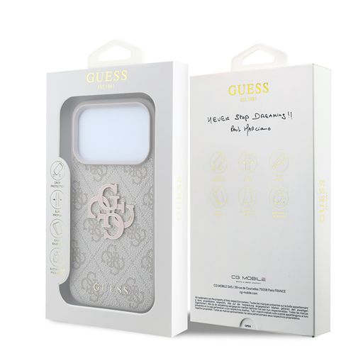 Guess iPhone 18 Pro Max / iPhone 17 Pro Max Hoesje 4G - PU - harde behuizing - groot logo van hars Roze Guess