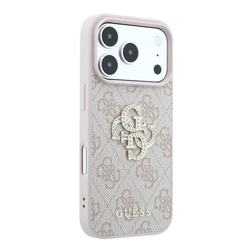 Guess iPhone 18 Pro Max / iPhone 17 Pro Max Hoesje 4G - PU - harde behuizing - groot strasslogo Roze Guess