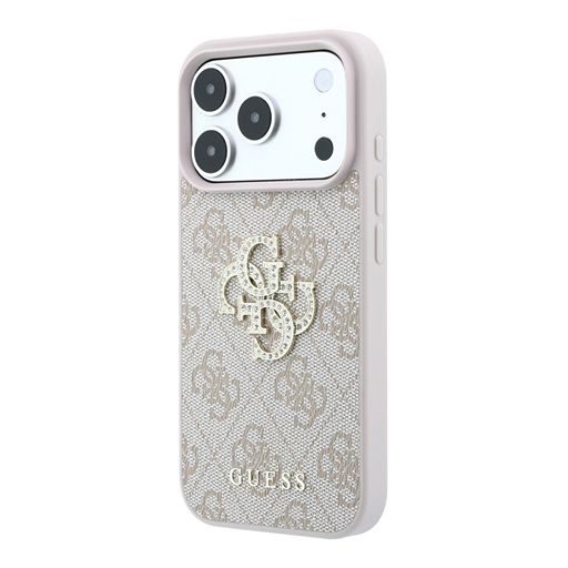 Guess iPhone 18 Pro Max / iPhone 17 Pro Max Hoesje 4G - PU - harde behuizing - groot strasslogo Roze Guess