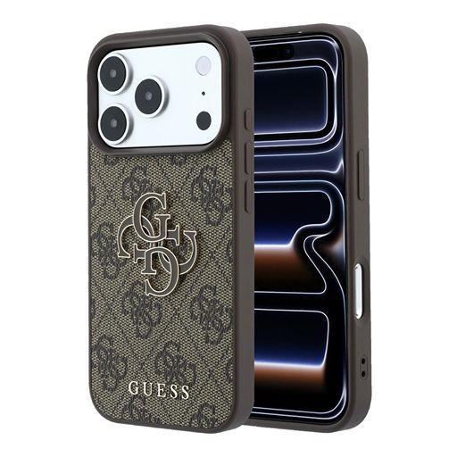Guess iPhone 18 Pro Max / iPhone 17 Pro Max Hoesje 4G - PU - harde behuizing - groot logo van hars Bruin Guess