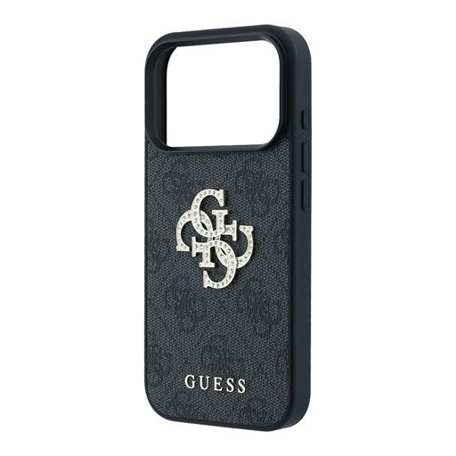 Guess iPhone 18 Pro Max / iPhone 17 Pro Max Hoesje 4G - PU - harde behuizing - groot strasslogo Zwart Guess
