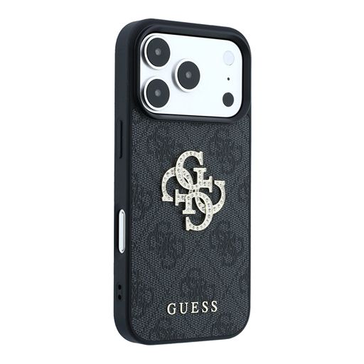 Guess iPhone 18 Pro Max / iPhone 17 Pro Max Hoesje 4G - PU - harde behuizing - groot strasslogo Zwart Guess