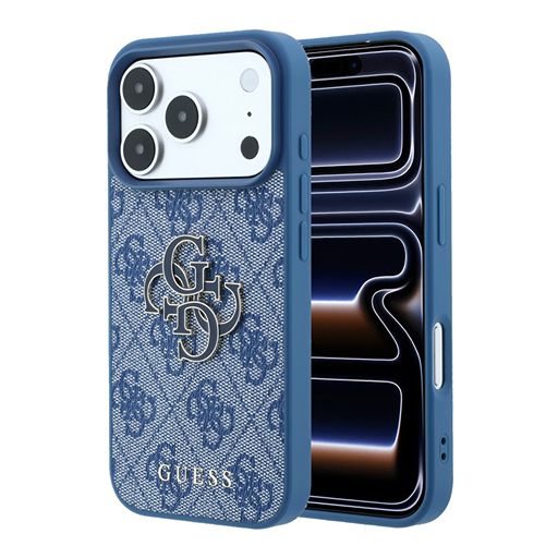 Guess iPhone 18 Pro Max / iPhone 17 Pro Max Hoesje 4G - PU - harde behuizing - groot logo van hars Blauw Guess
