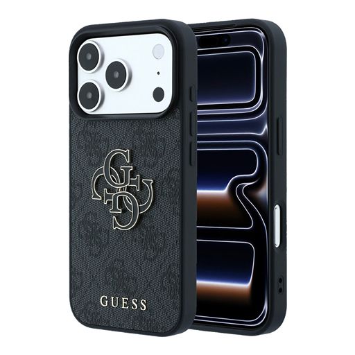 Guess iPhone 18 Pro Max / iPhone 17 Pro Max Hoesje 4G - PU - harde behuizing - groot logo van hars Zwart Guess