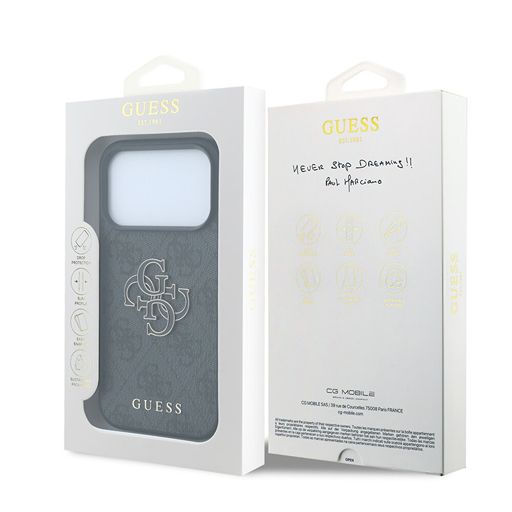 Guess iPhone 18 Pro Max / iPhone 17 Pro Max Hoesje 4G - PU - harde behuizing - groot logo van hars Zwart Guess