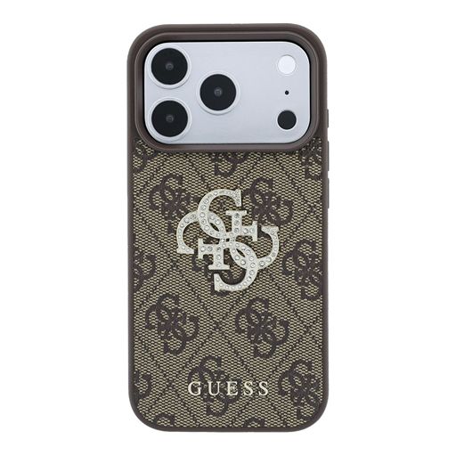 Guess iPhone 18 Pro Max / iPhone 17 Pro Max Hoesje 4G - PU - harde behuizing - groot strasslogo Bruin Guess