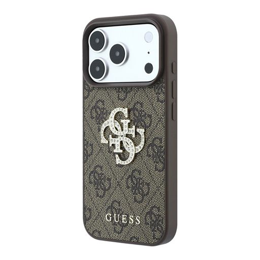 Guess iPhone 18 Pro Max / iPhone 17 Pro Max Hoesje 4G - PU - harde behuizing - groot strasslogo Bruin Guess
