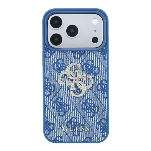 Guess iPhone 18 Pro Max / iPhone 17 Pro Max Hoesje 4G - PU - harde behuizing - groot strasslogo Lichtblauw Guess