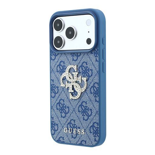 Guess iPhone 18 Pro Max / iPhone 17 Pro Max Hoesje 4G - PU - harde behuizing - groot strasslogo Lichtblauw Guess