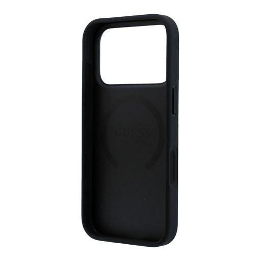 Guess iPhone 18 Pro Max / iPhone 17 Pro Max Hoesje MagSafe - Saffiano - harde behuizing - Peony - ringstandaard Zwart Guess