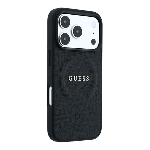 Guess iPhone 18 Pro Max / iPhone 17 Pro Max Hoesje MagSafe - Saffiano - harde behuizing - Peony - ringstandaard Zwart Guess