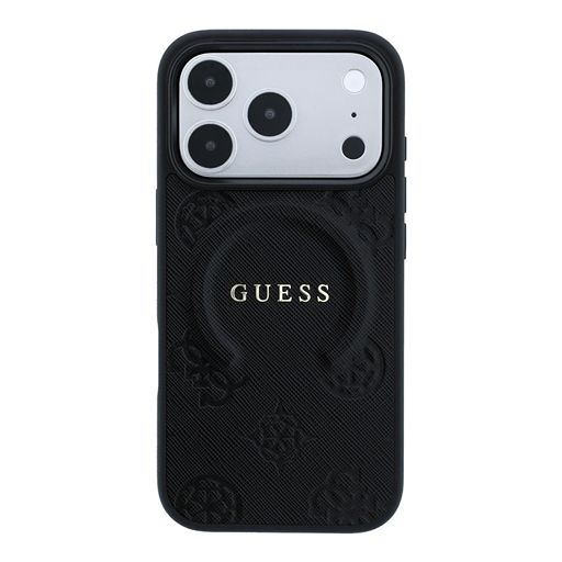 Guess iPhone 18 Pro Max / iPhone 17 Pro Max Hoesje MagSafe - Saffiano - harde behuizing - Peony - ringstandaard Zwart Guess