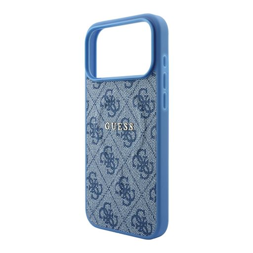 Guess iPhone 18 Pro Max / iPhone 17 Pro Max Hoesje MagSafe - reliëf - 4G - PU - harde behuizing - klassiek logo Lichtblauw Guess