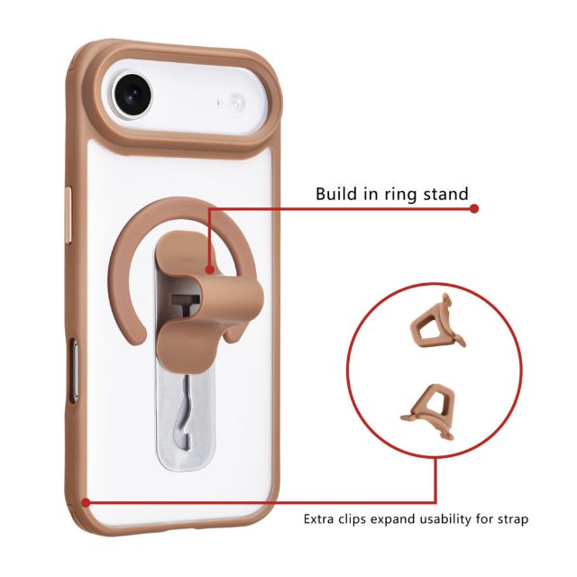 iPhone 17 Backcover hoesje - Built-in Ring Stand - Antishock - Goud