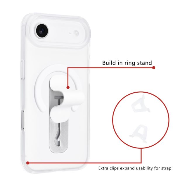 iPhone 17 Air Backcover hoesje - Built-in Ring Stand - Antishock - Transparent