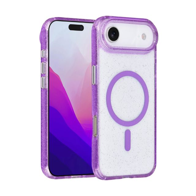 iPhone 17 Air Backcover hoesje - Magsafe - Glitter - Hanger - Paars
