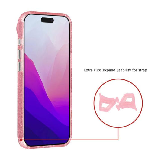iPhone 17 Air Backcover hoesje - Magsafe - Glitter - Hanger - Roze
