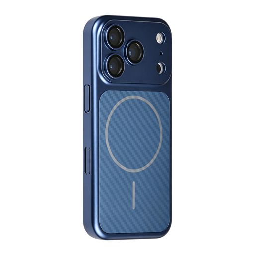 TUNIQ iPhone 18 Pro Backcover hoesje - Magsafe With fiber pattern PC - Blauw TUNIQ