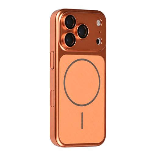 TUNIQ iPhone 18 Pro Backcover hoesje - Magsafe With fiber pattern PC - Oranje TUNIQ
