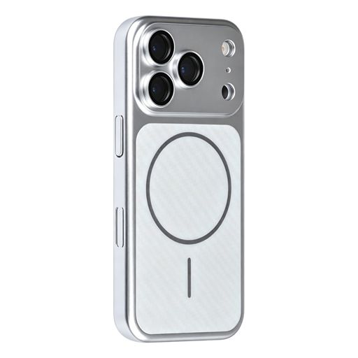 TUNIQ iPhone 18 Pro Backcover hoesje - Magsafe With fiber pattern PC - Zilver TUNIQ