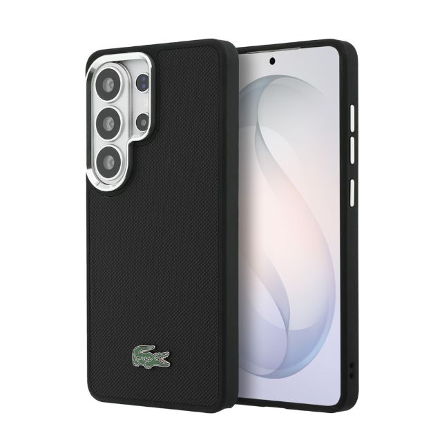 Lacoste Galaxy S26 Ultra Backcover hoesje - MagSafe - Metal Edges - Iconic Petit Pique Logo - Zwart