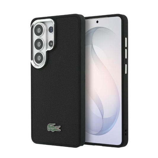 Lacoste Galaxy S26 Ultra Backcover hoesje - MagSafe - Metal Edges - Iconic Petit Pique Logo - Zwart